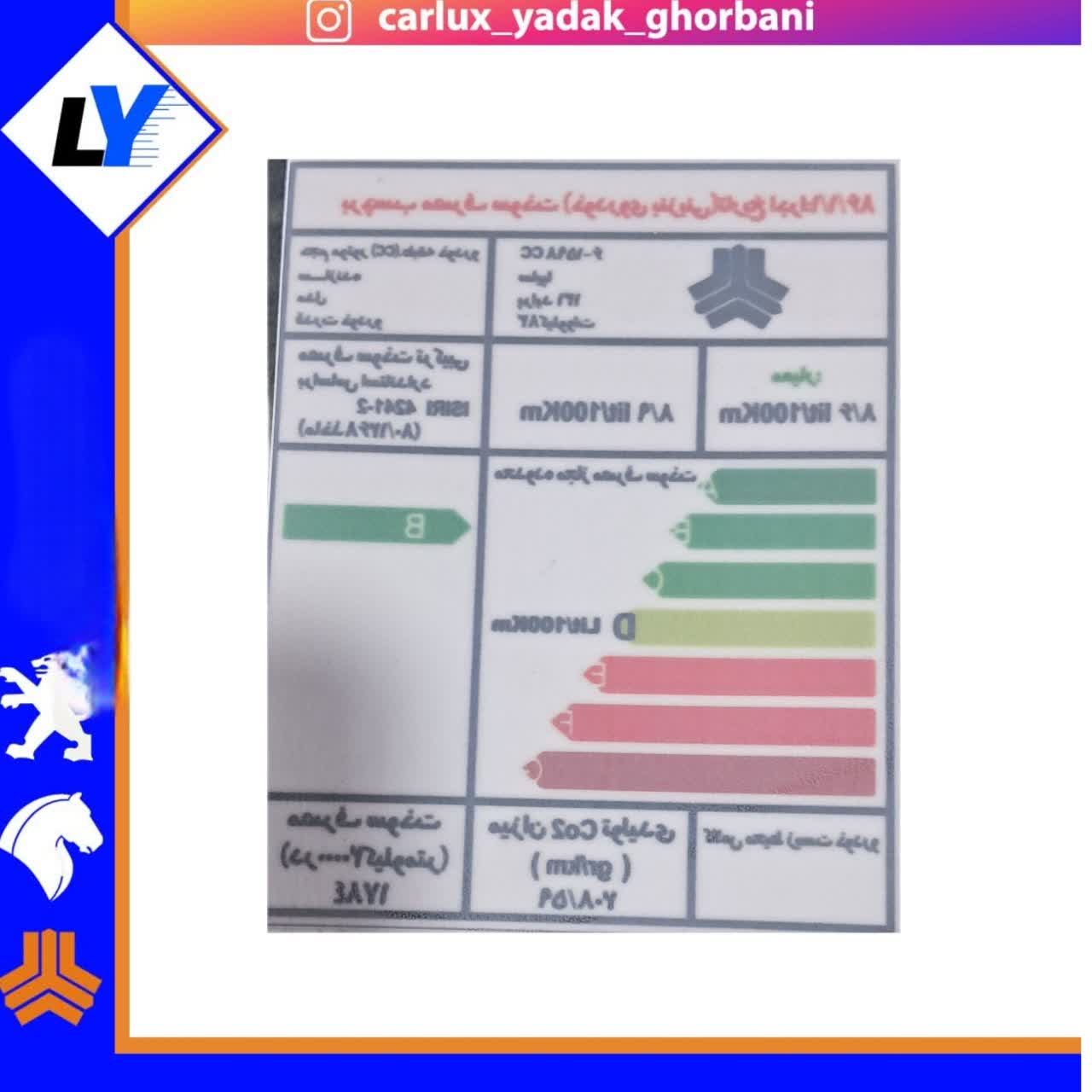 برچسب استاندارد خودرو(خودرو مورد نظر انتخاب شود)